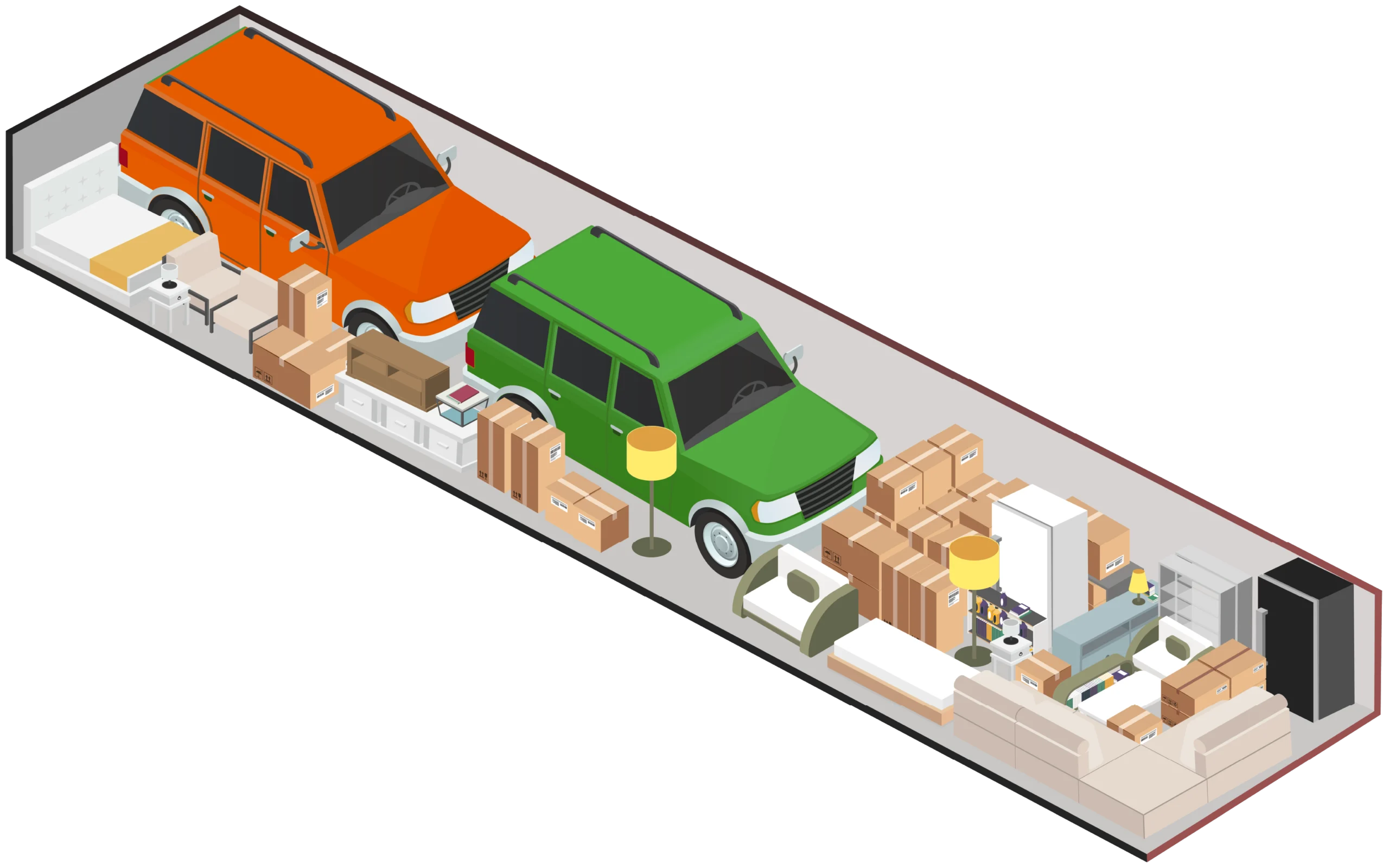 Illustration of a 10×40 storage unit